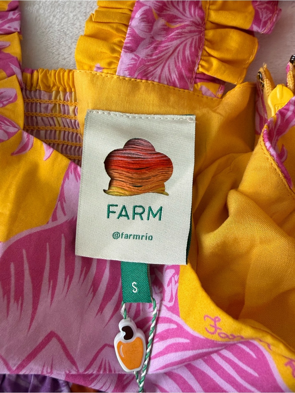 FARM Rio Tropical Swing Mix Mini Dress Tiered Ruffle Sleeves Size S NEW D90 - Picture 3 of 6